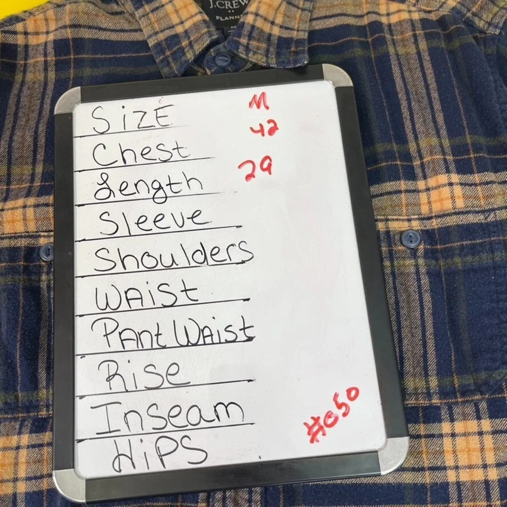 J.Crew Flannel Shirt Adult Medium Yellow Blue Rustic Plaid Outdoors‎ mens
